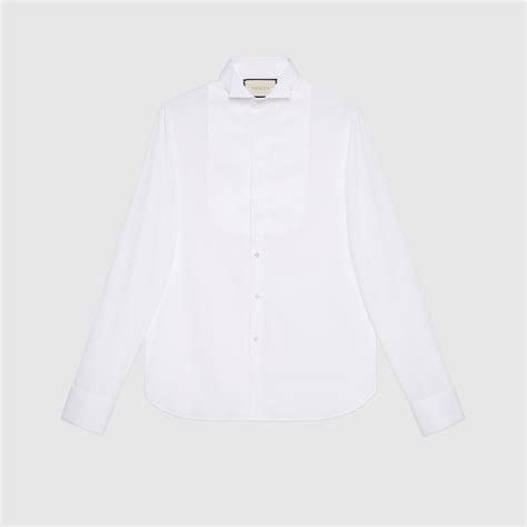 camicia gucci uomo bianca|Camicia con pettorina in cotone in bianco .